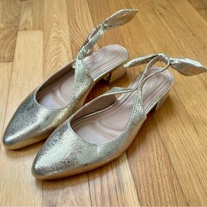 NEW BCBGeneration Metallic Gold Slingback Low Block Heels